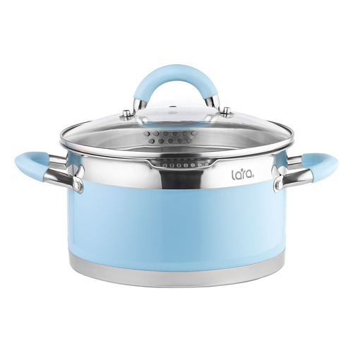 Кастрюля LARA LR02-441, 2.4л, с крышкой, голубой