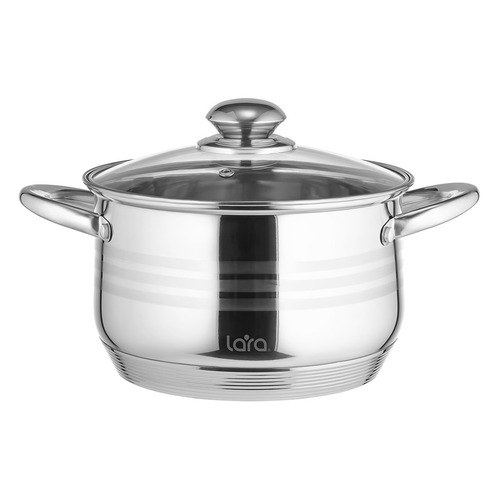 Кастрюля LARA LR02-580, 2.1л, с крышкой, серебристый