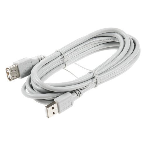 Кабель-удлинитель USB2.0 HAMA H-200906, USB A(m) - USB A(f), 3м, серый [00200906]