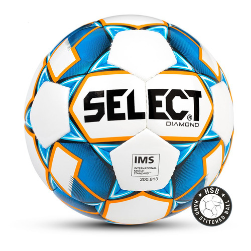Мяч футбольный SELECT Diamond IMS 810015, для газона, 3-й размер, белый/синий [ут-00019463]