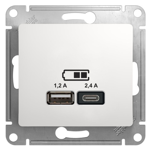 Розетка USB Schneider Electric Glossa GSL000139, скрытая, IP20, белый