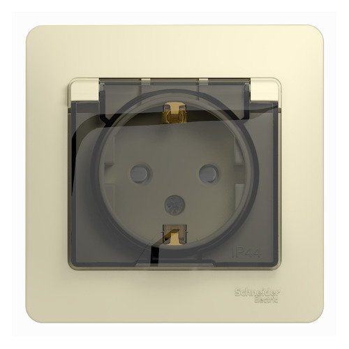 Розетка силовая Schneider Electric Glossa GSL000248, скрытая, заземление, шторки, IP44, бежевый