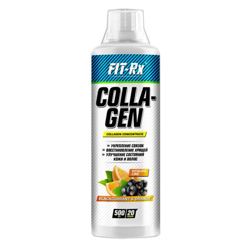 Комплекс для суставов и связок FIT-RX Collagen, жидкость, 500мл, чёрная смородина-апельсин [01014]
