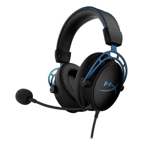 Гарнитура игровая HYPERX Cloud Alpha S, для ПК и игровых консолей, мониторные, черный / голубой [4p5l3aa]