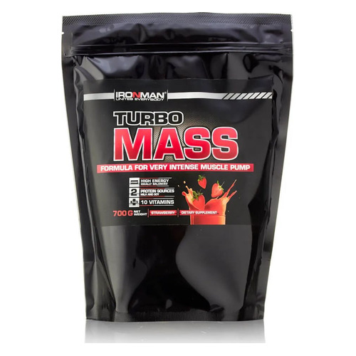 Гейнер IRONMAN Turbo Mass, порошок, 700гр, Земляника