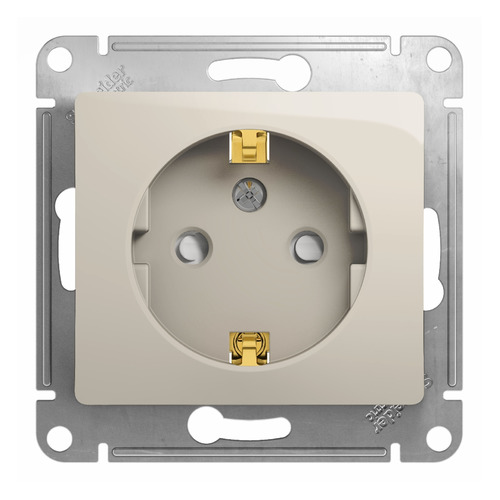 Розетка силовая Schneider Electric Glossa GSL000945, скрытая, заземление, шторки, IP20, молочный