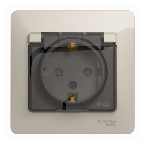 Розетка силовая Schneider Electric Glossa GSL000948, скрытая, заземление, шторки, IP44, молочный