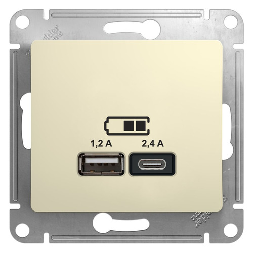 Розетка USB Schneider Electric Glossa GSL000239, скрытая, IP20, бежевый