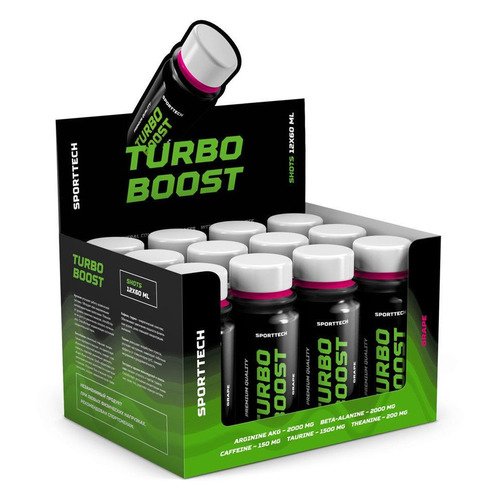 Тренировочный комплекс SPORT TECHNOLOGY NUTRITION Turbo Boost, 12x60мл, жидкость, виноград