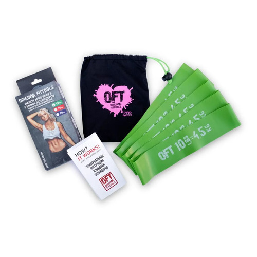 Набор эспандеров Original FitTools FT-PP для разных групп мышц зеленый (FT-PP10)