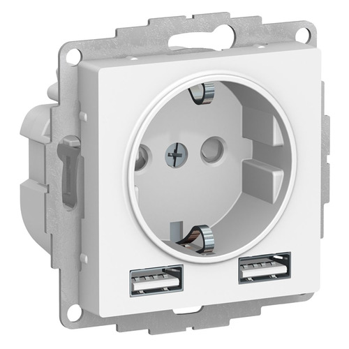Розетка силовая/USB Schneider Electric AtlasDesign ATN000130, скрытая, заземление, IP20, белый
