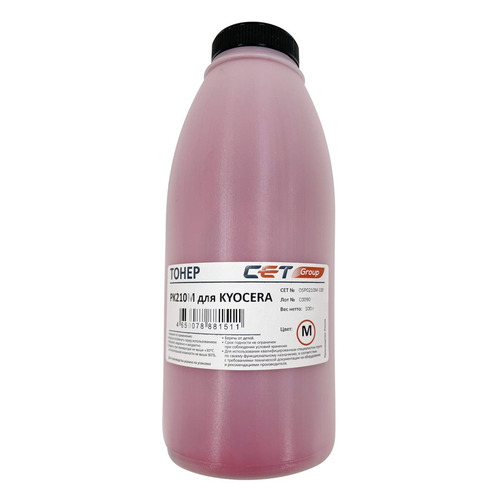 Тонер CET PK210, для Kyocera Ecosys P6230cdn/6235cdn/7040cdn, пурпурный, 100грамм, бутылка