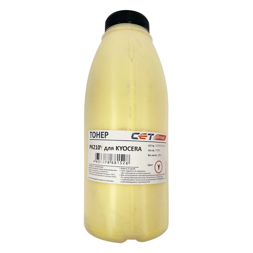 Тонер CET PK210, для Kyocera Ecosys P6230cdn/6235cdn/7040cdn, желтый, 100грамм, бутылка