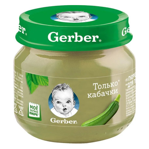 Пюре GERBER овощное, Только кабачки, с 4 месяцев, 80 г [12309375]