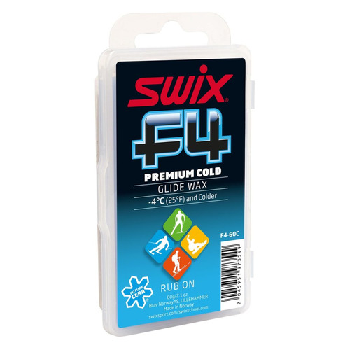 Мазь Swix F4-60C Premium Cold скольжен. для лыж/сноуб. темп.:-4 и холоднее тверд. 60гр синий (F4-60C