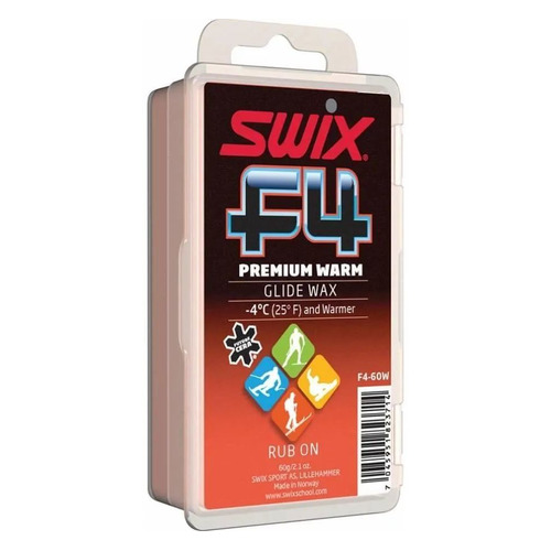 Мазь Swix F4-60W Premium Warm скольжен. для лыж/сноуб. темп.:-4 и теплее тверд. 60гр красный (F4-60W