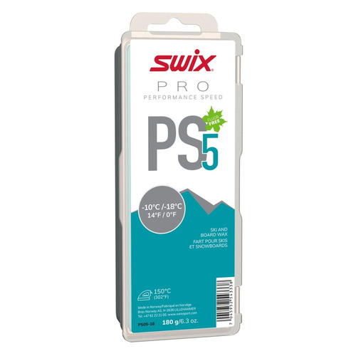Мазь Swix PS5 скольжен. для лыж/сноуб. темп.:-10/-18 тверд. 180гр бирюзовый (PS05-18)