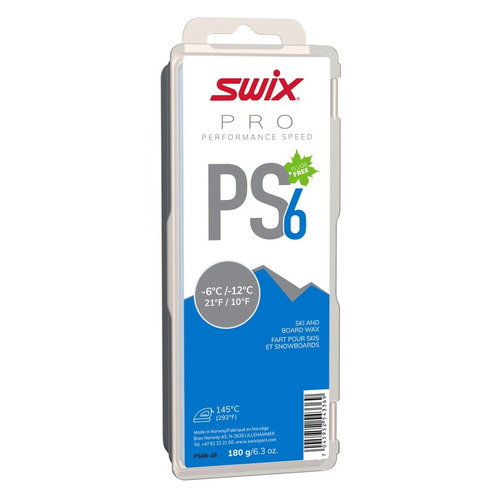 Мазь Swix PS6 скольжен. для лыж/сноуб. темп.:-6/-12 тверд. 180гр синий (PS06-18)