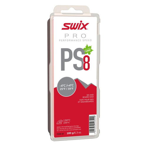 Мазь Swix PS8 скольжен. для лыж/сноуб. темп.:+4/-4 тверд. 180гр красный (PS08-18)