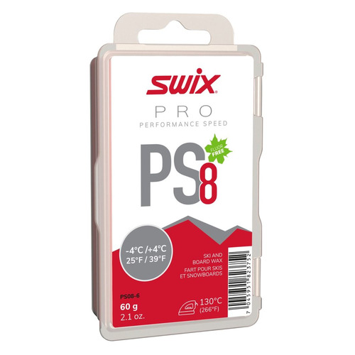 Мазь Swix PS8 скольжен. для лыж/сноуб. темп.:+4/-4 тверд. 60гр красный (PS08-6)