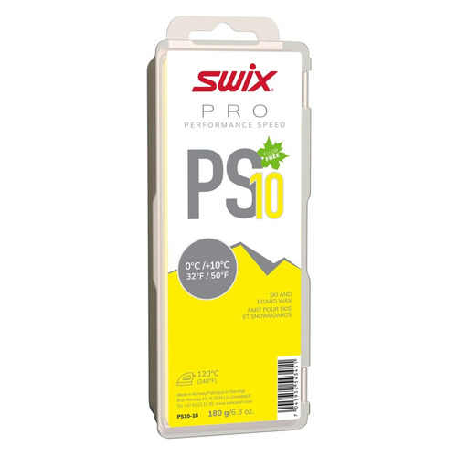 Мазь Swix PS10 скольжен. для лыж/сноуб. темп.:+10/0 тверд. 180гр желтый (PS10-18)