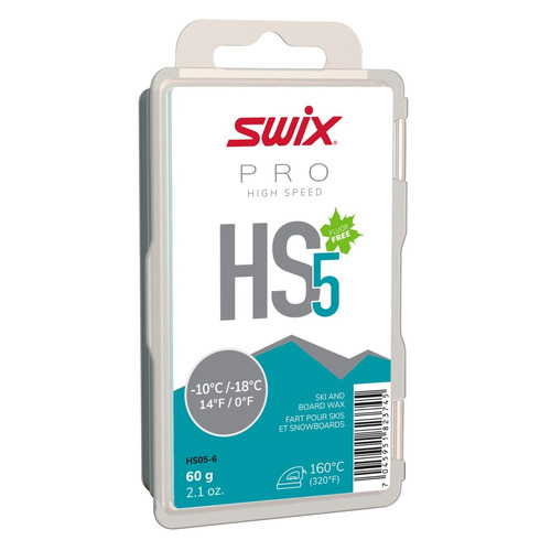 Мазь Swix HS5 скольжен. для лыж/сноуб. темп.:-10/-18 тверд. 60гр бирюзовый (HS05-6)
