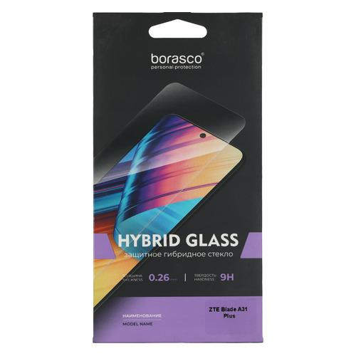 Защитное стекло для экрана BORASCO Hybrid Glass для ZTE Blade A31 Plus антиблик, 71 х 153 мм, 2.5D, 1 шт, прозрачный [70010]