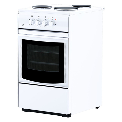 Электрическая плита Flama AE 1304 W, эмаль, без крышки, белый/черный