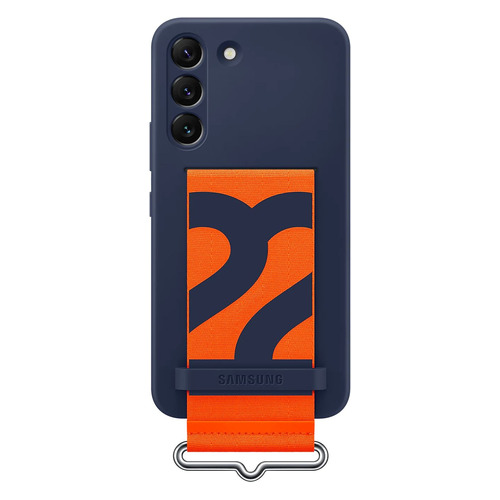 Чехол (клип-кейс) Samsung Silicone with Strap Cover, для Samsung Galaxy S22, темно-синий [ef-gs901tnegru]