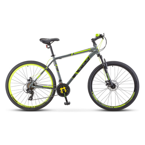 Велосипед STELS Navigator-700 D F020 (2022), горный (взрослый), рама 17.5", колеса 27.5", серый/желтый, 17.7кг [lu088946]