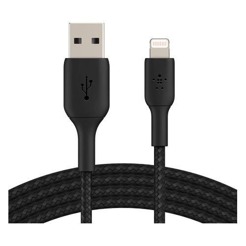Кабель Belkin CAA002bt2MBK, Lightning (m) - USB (m), 2м, в оплетке, черный