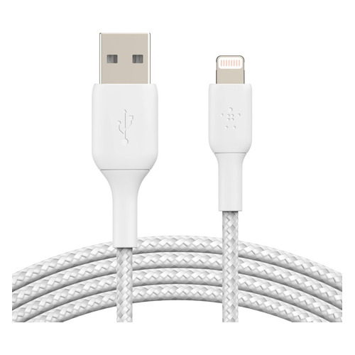 Кабель Belkin CAA002bt2MWH, Lightning (m) - USB (m), 2м, в оплетке, белый