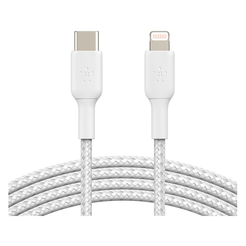 Кабель Belkin CAA004bt1MWH, Lightning (m) - USB Type-C (m), 1м, в оплетке, белый