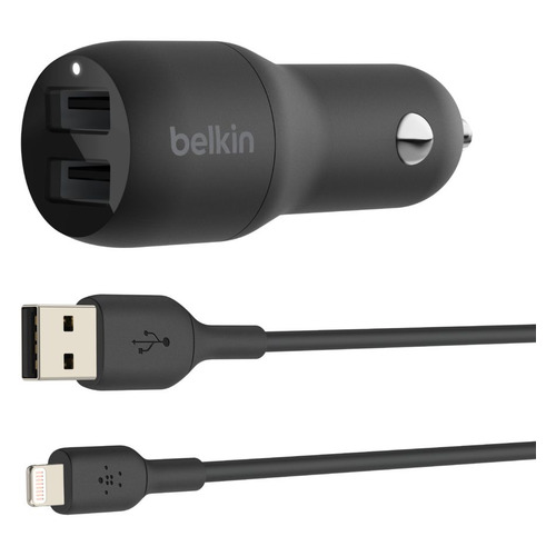 Автомобильное зарядное устройство Belkin CCD001bt1MBK, 2xUSB, 2.4A, черный