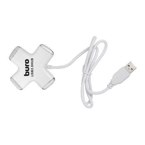 Хаб (разветвитель) Buro BU-HUB4-0.5-U2.0-Сross, белый