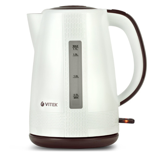 Чайник электрический Vitek VT-7055, 2150Вт, белый и коричневый