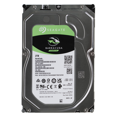 Жесткий диск Seagate Barracuda ST2000DM008, 2ТБ, HDD, SATA III, 3.5"