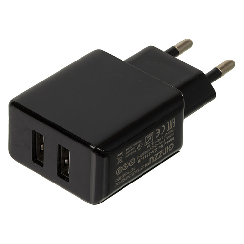 Сетевое зарядное устройство Ginzzu GA-3314UB, 2xUSB, USB type-C, 3.1A, черный