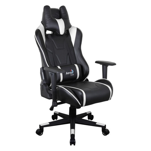 Кресло игровое Aerocool AC220 AIR-BW, на колесиках, ПВХ/полиуретан, черно-белый