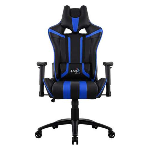 Кресло игровое Aerocool AC120 AIR-BB, на колесиках, ПВХ/полиуретан, черный/синий