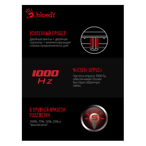 Клавиатура A4TECH Bloody B210, USB, черный