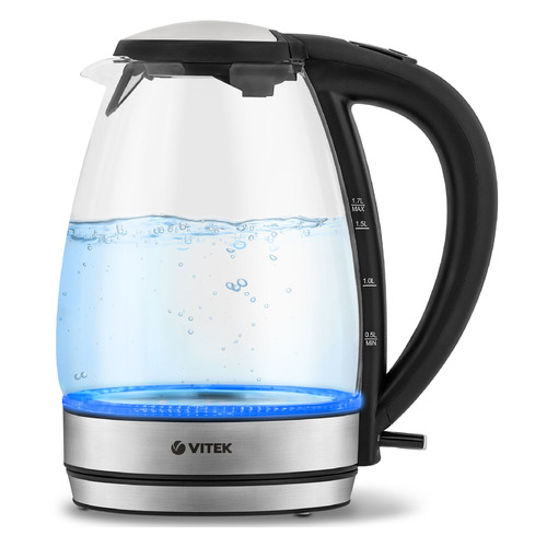 Чайник электрический Vitek VT-7046, 2200Вт, серебристый и черный