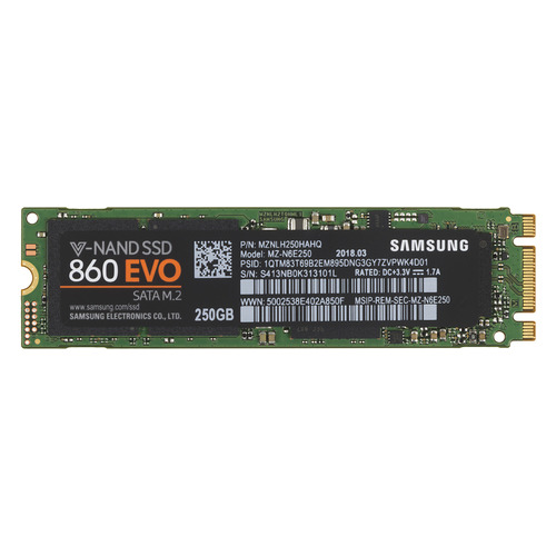 SSD накопитель Samsung 860 EVO MZ-N6E250BW 250ГБ, M.2 2280, SATA III