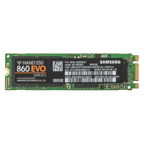 SSD накопитель Samsung 860 EVO MZ-N6E500BW 500ГБ, M.2 2280, SATA III