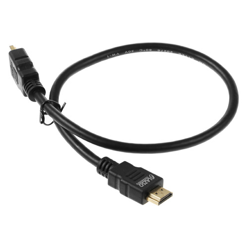 Кабель аудио-видео LAZSO WH-111, HDMI (m) - HDMI (m) , ver 2.0, 0.5м, GOLD, черный [wh-111(0,5m)]