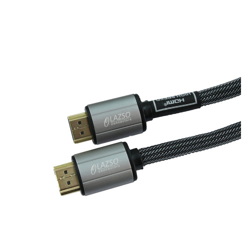 Кабель аудио-видео LAZSO WH-111-B, HDMI (m) - HDMI (m) , ver 2.0, 2м, GOLD, черный [wh-111(2m)-b]