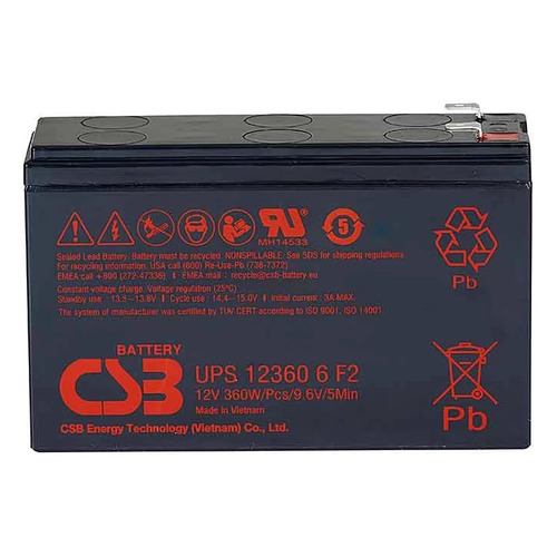 Аккумуляторная батарея для ИБП CSB UPS12360 12В, 7.5Ач