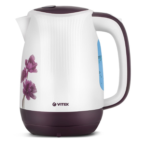 Чайник электрический Vitek VT-7061, 2200Вт, белый с узором и фиолетовый