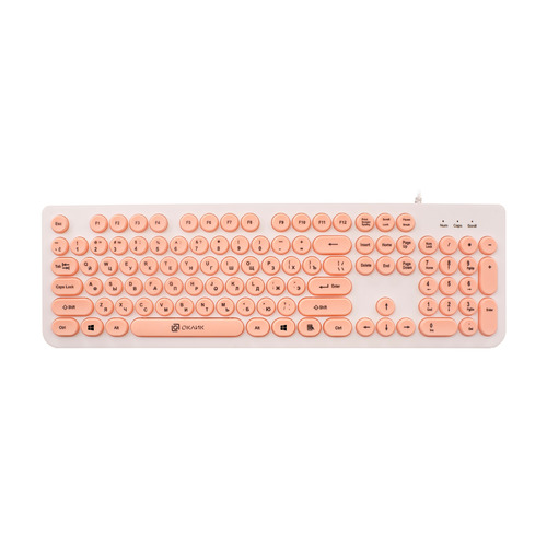 Клавиатура Oklick 400MR, USB, белый розовый [1070516]