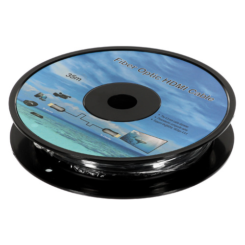 Кабель аудио-видео Fiber Optic, HDMI (m) - HDMI (m) , ver 2.0, 35м, GOLD, черный